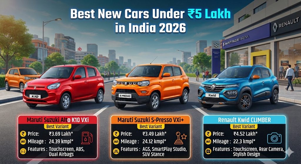 Best New Cars Under ₹5 Lakh in India 2026