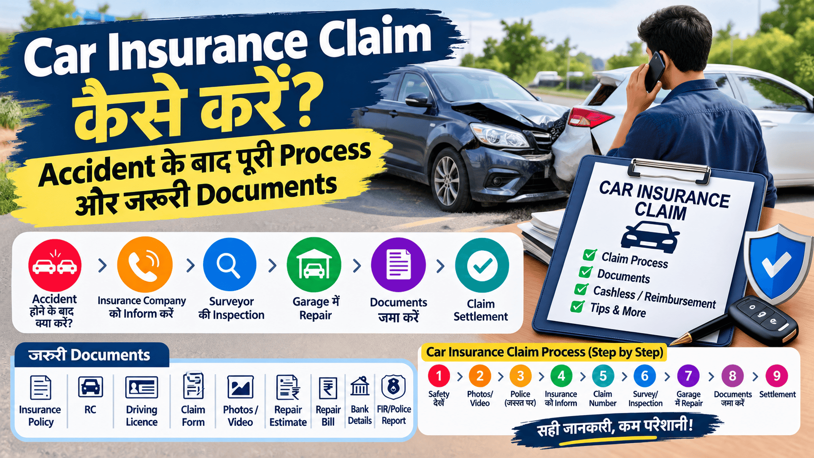Car Insurance Claim कैसे करें? Accident के बाद पूरी Process और जरूरी Documents